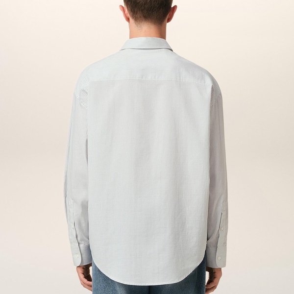 AMI Boxy-Fit Pinstriped Cotton-Poplin Shirt - 40