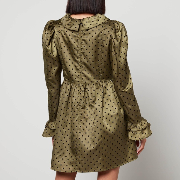 Batsheva Prairie Polka-Dot Satin Mini Dress - US 6/UK 10
