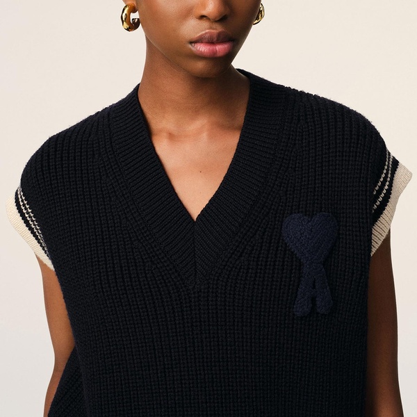 AMI Ribbed-Knit Vest - XS