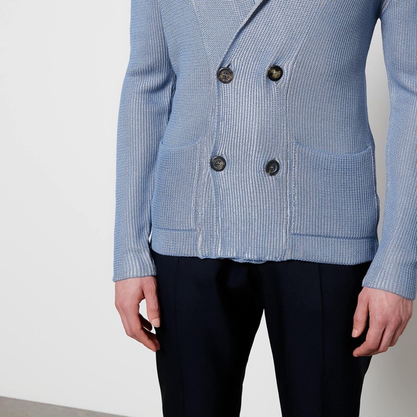 Canali Men's Knitted Jacket - Light Blue - 52/XL