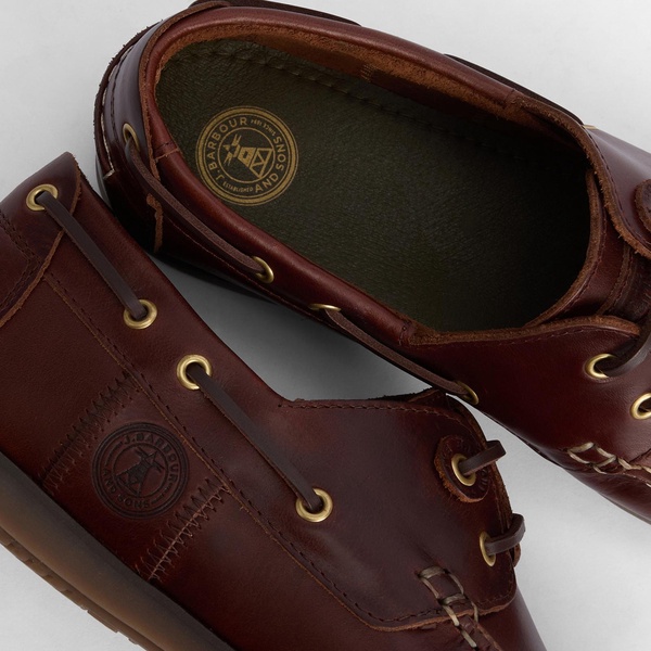 Barbour Men's Wake Leather Boat Shoes - UK 7 - Mahogany