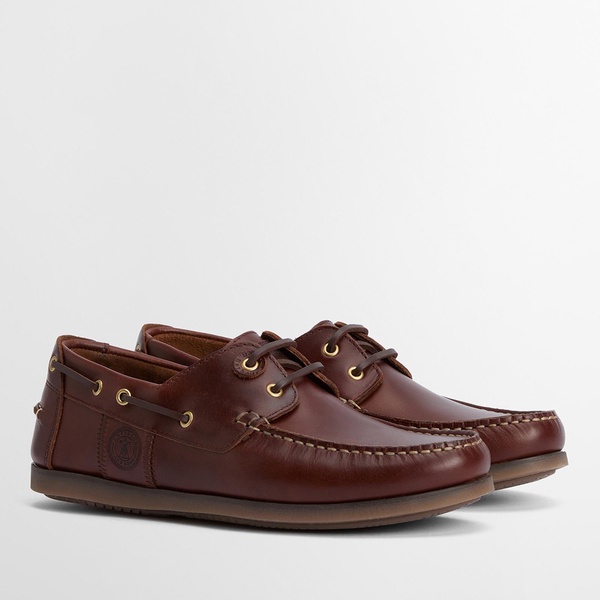 Barbour Men's Wake Leather Boat Shoes - UK 7 - Mahogany