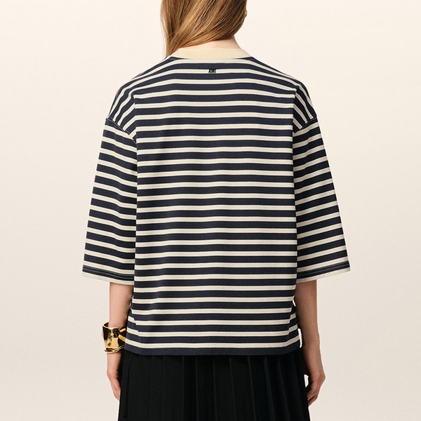 AMI Oversized Striped Cotton-Jersey T Shirt - L