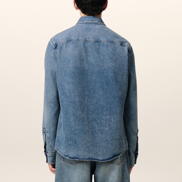 AMI Denim De Coeur Logo-Embroidered Shirt - M