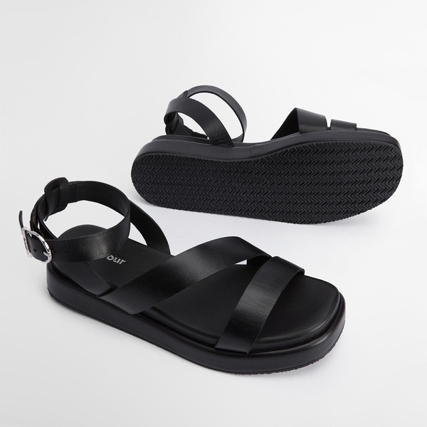 Barbour Ivy Leather Sandals - UK 3 - Black