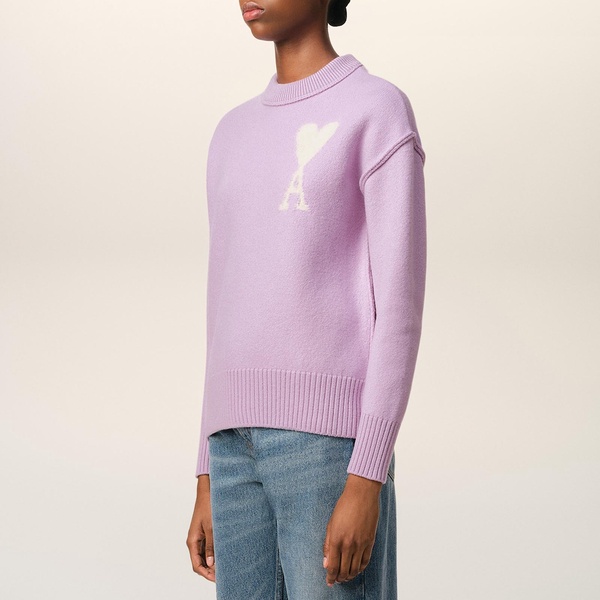 AMI Boxy ADC Logo-Intarsia Wool Knit Jumper - M