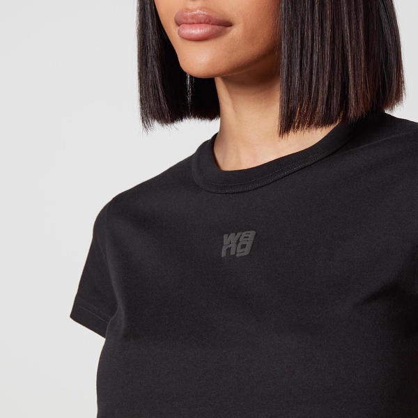 Alexander Wang Women's Essential Jersey Shrunk Tee With Puff Logo And Bound Neck - Black - XXS
