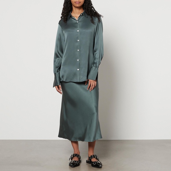 Anine Bing Monica Silk-Satin Shirt - XS
