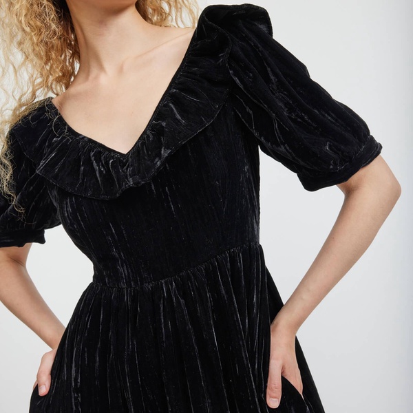 Batsheva Ruffle May Crushed Velvet Dress - US 6/UK 10