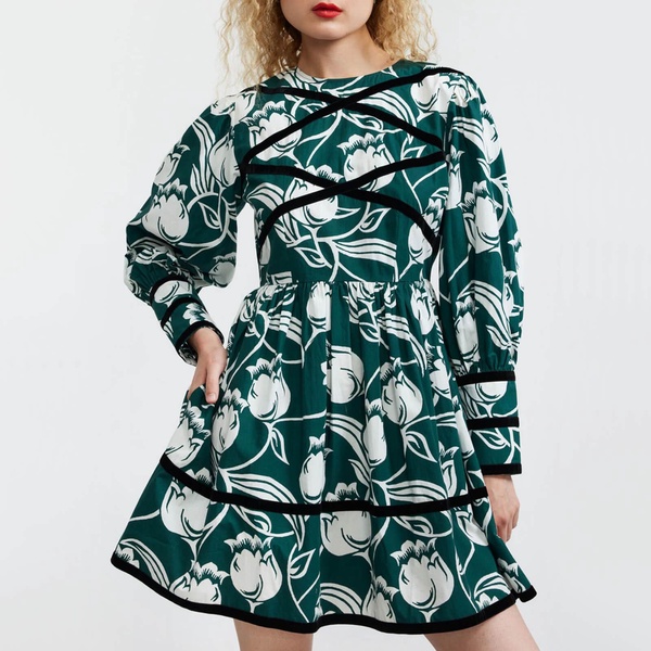 Batsheva Mini Clemmie Floral-Print Crepe Dress - US 4/UK 8