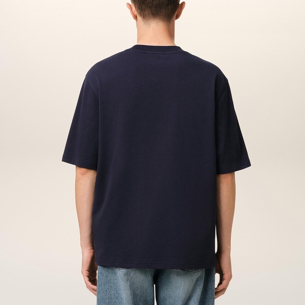AMI Centre Logo Cotton-Jersey T-Shirt - S