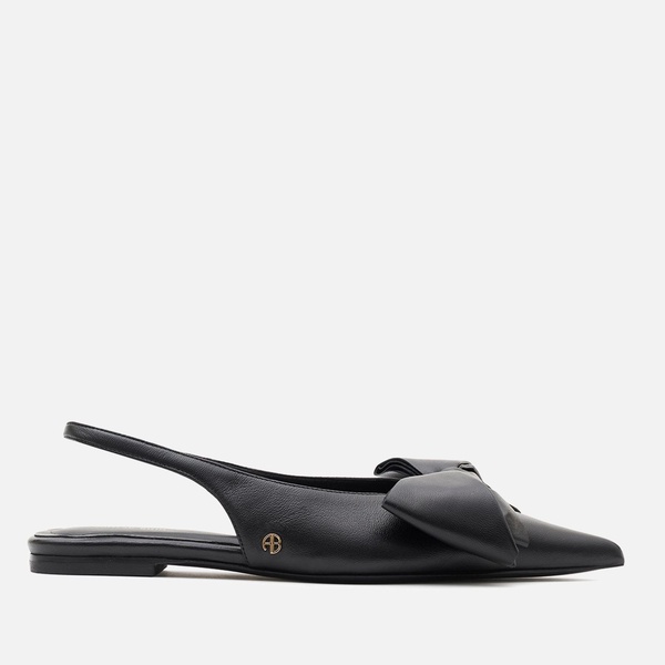 Anine Bing Women's Nina Bow Satin Slingback Heeled Pumps - 4