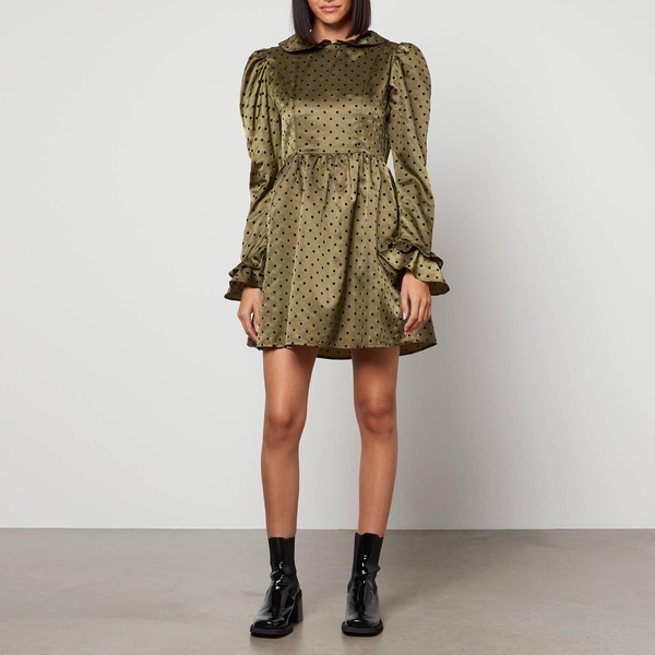 Batsheva Prairie Polka-Dot Satin Mini Dress - US 6/UK 10