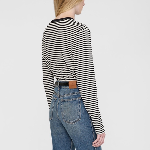 Anine Bing Alessia Striped Stretch-Cotton T-Shirt - XS