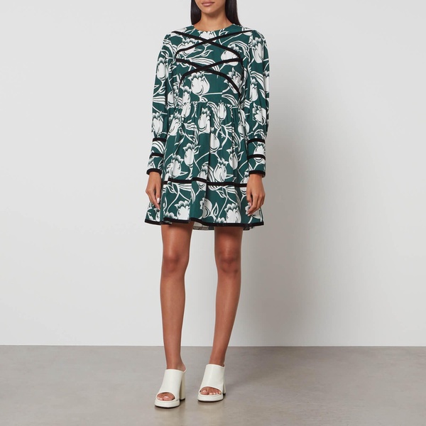 Batsheva Mini Clemmie Floral-Print Crepe Dress - US 4/UK 8