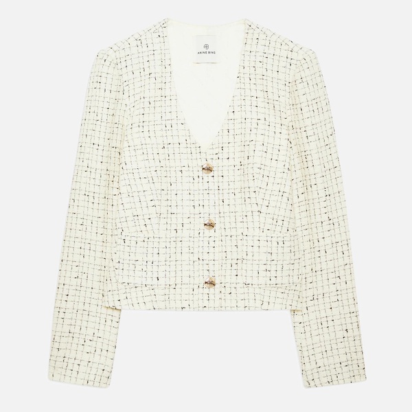 Anine Bing Anitta Checked Tweed Jacket - XS