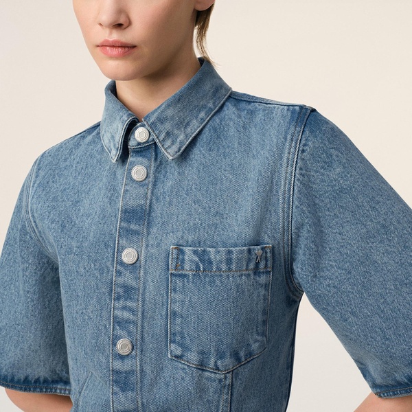 AMI Denim Mini Shirt Dress - XS