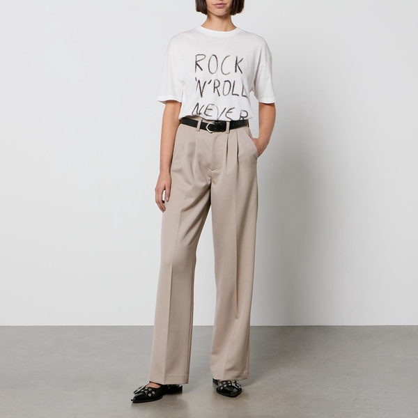 Anine Bing Carrie Wool-Twill Wide-Leg Trousers - W40