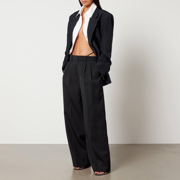 Alexander Wang Drapey Crepe Oversized Blazer With Cotton-Poplin Shirt - S/M