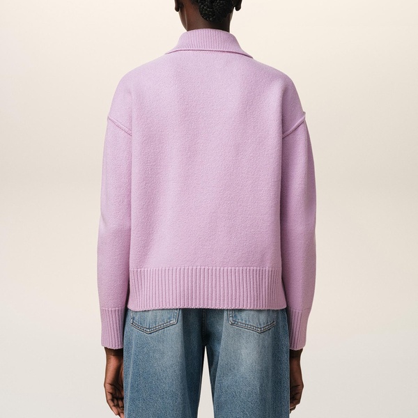 AMI Off White ADC Logo-Intarsia Wool Polo Jumper - XS