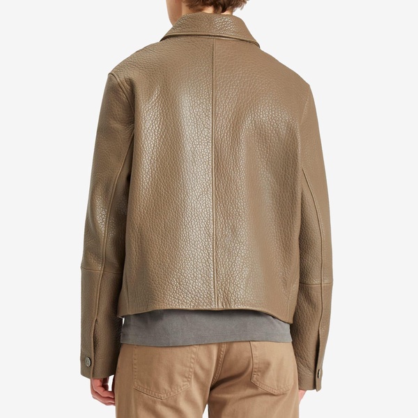 AMI Paris Leather Buttoned Jacket