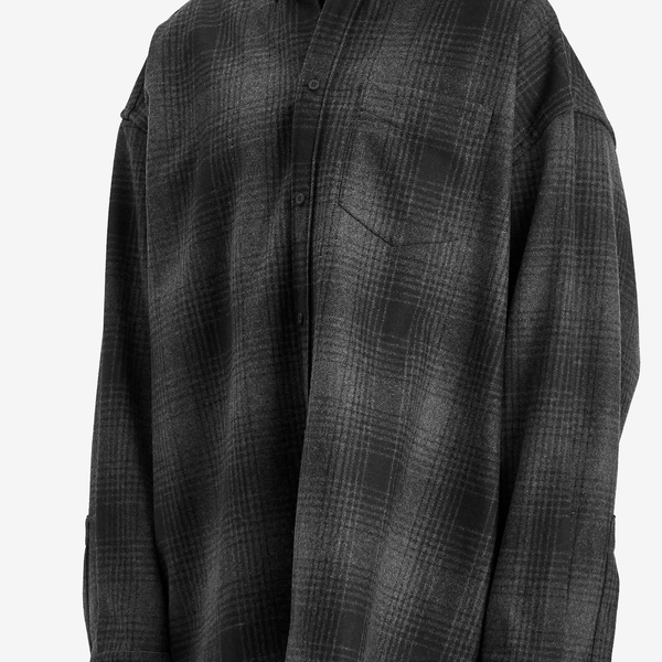 Balenciaga Check Wool Flannel Oversized Shirt