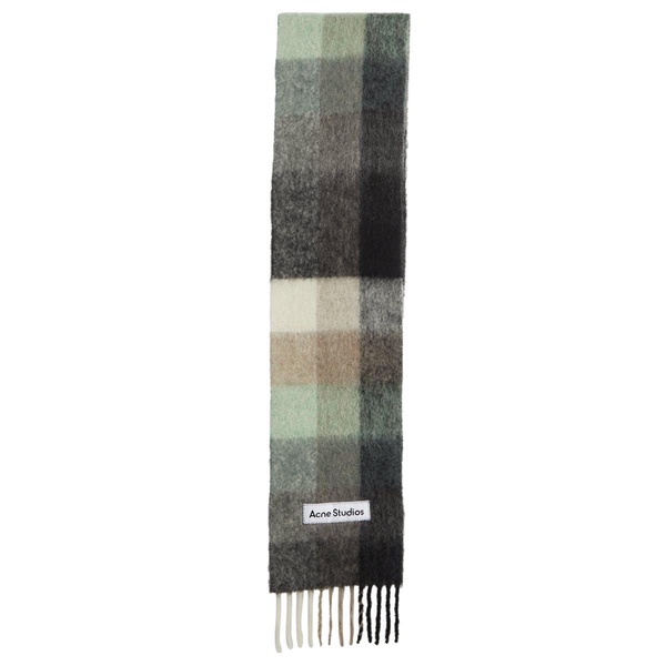 Checked alpaca wool-blend scarf