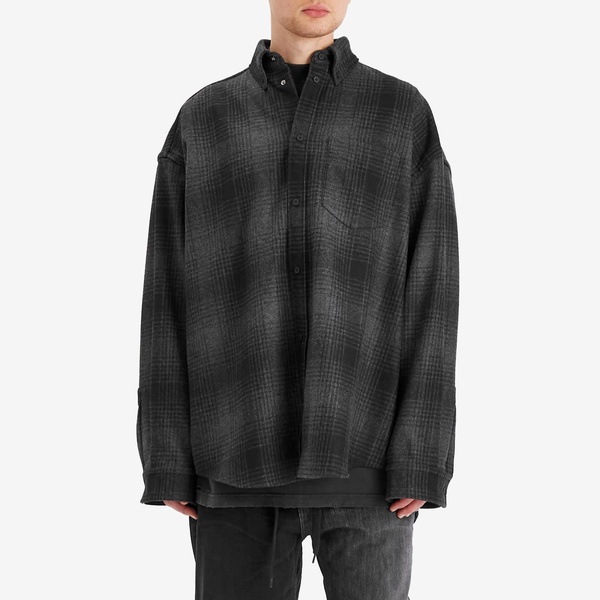Balenciaga Check Wool Flannel Oversized Shirt
