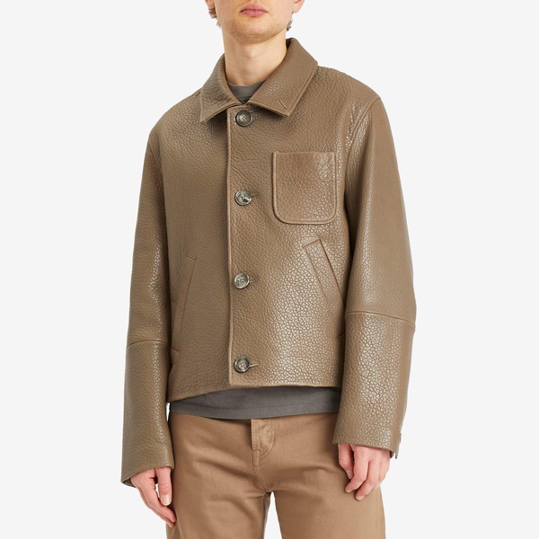 AMI Paris Leather Buttoned Jacket