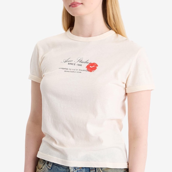 Acne Studios Etza Kiss Business Card Logo Shrunken T-Shirt