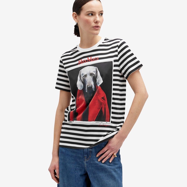 Max Mara Striped T-shirt with Dog Print