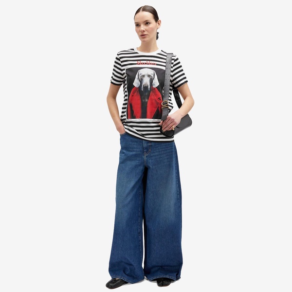 Max Mara Striped T-shirt with Dog Print
