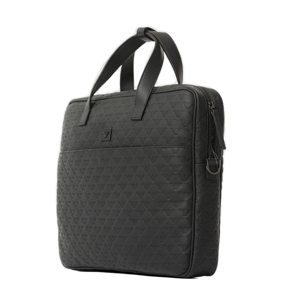Logo-debossed Zipped Laptop Bag