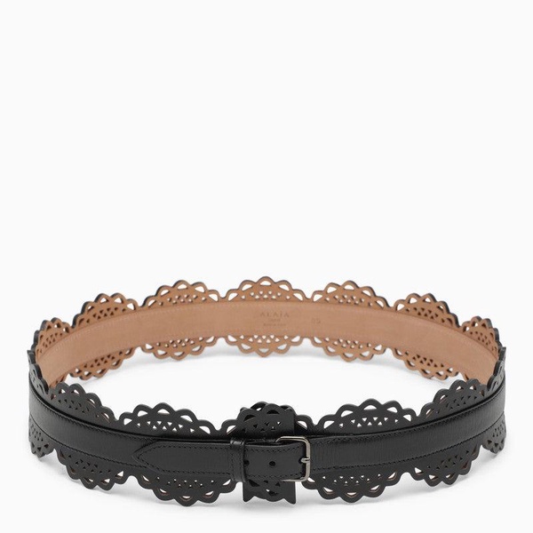 Alaia Vienne Black Perforated Leather Belt Women
