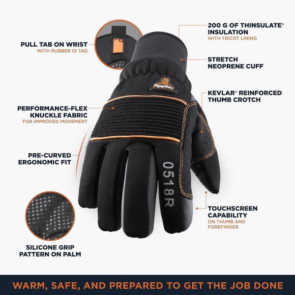 Men's Insulated Lined PolarForce Gloves with Grip Assist