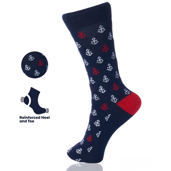6 Pack Mens Cotton Dress Socks Mid Calf Argyle Pattern Solids Set