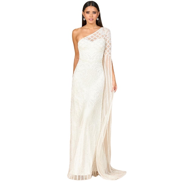 Women's One Sleeve Beaded Gown