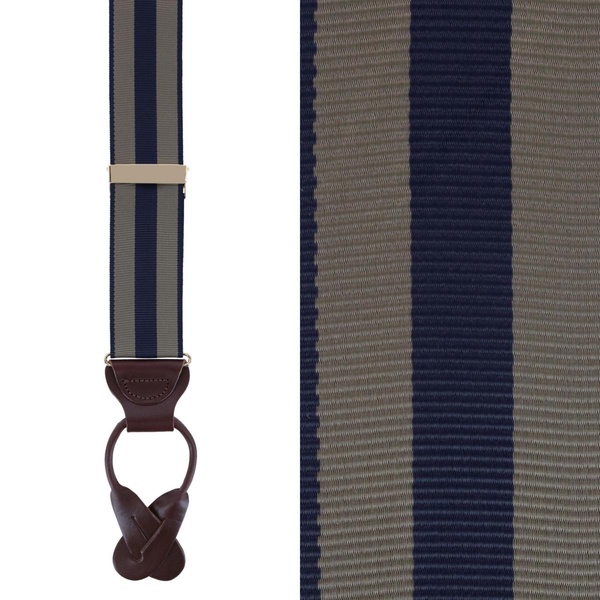 Men's Balint 38MM Striped Non Stretch Grosgrain Ribbon Button End Suspenders