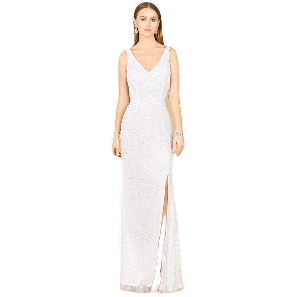 Women's Beaded Bridal Gown with Lace Up Back
