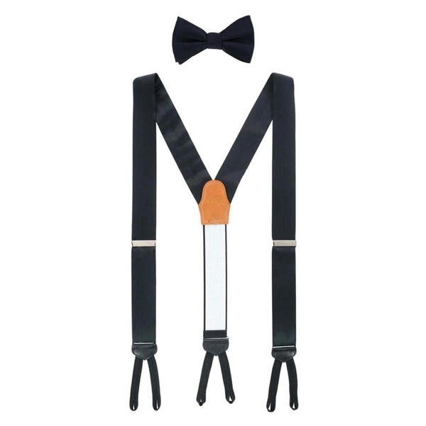 Men's Sutton Solid Color Silk Brace and Bow Tie Combo