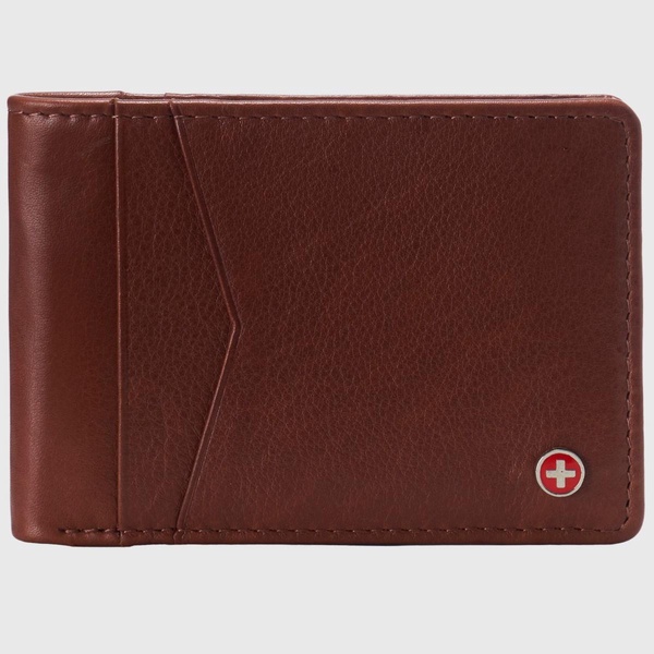 Mens Slimfold Wallet RFID Safe Bifold Genuine Leather ID Window