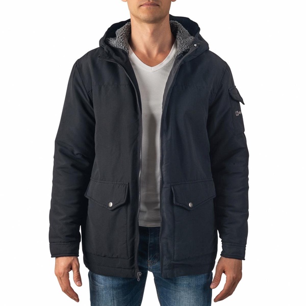 Mens Sherpa Lined Parka Hooded Winter Coat Cargo Utility Jacket
