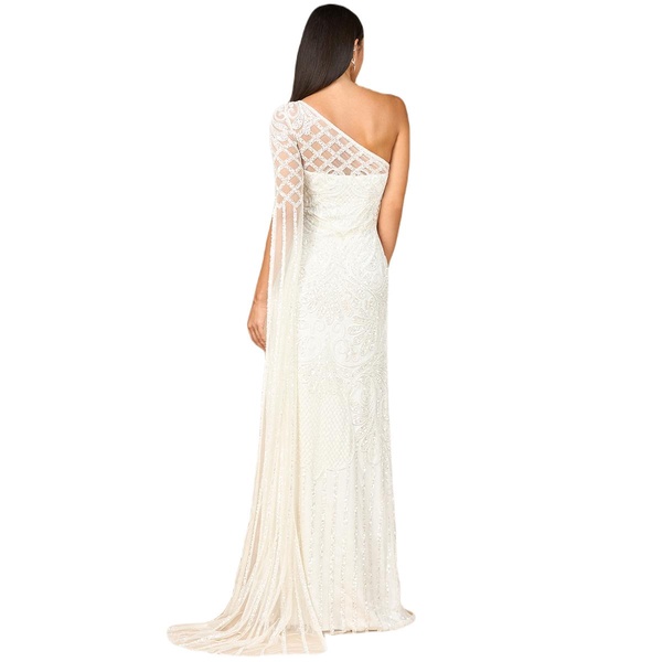 Women's One Sleeve Beaded Gown