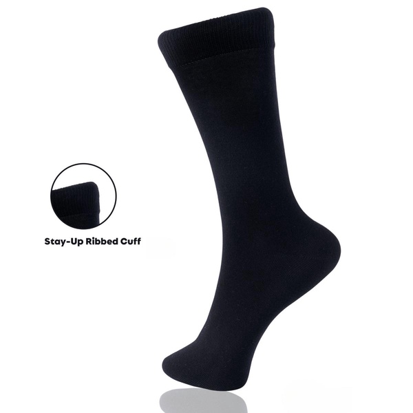 6 Pack Mens Cotton Dress Socks Mid Calf Argyle Pattern Solids Set