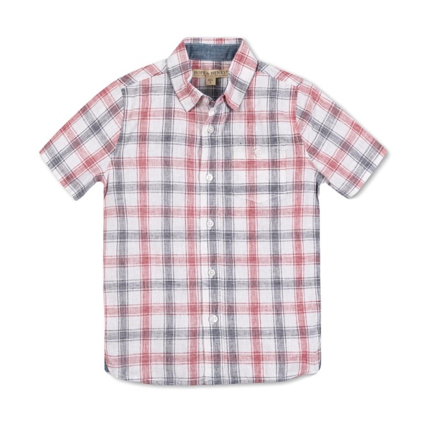 Boys Short Sleeve Linen Shirt with Side Vent