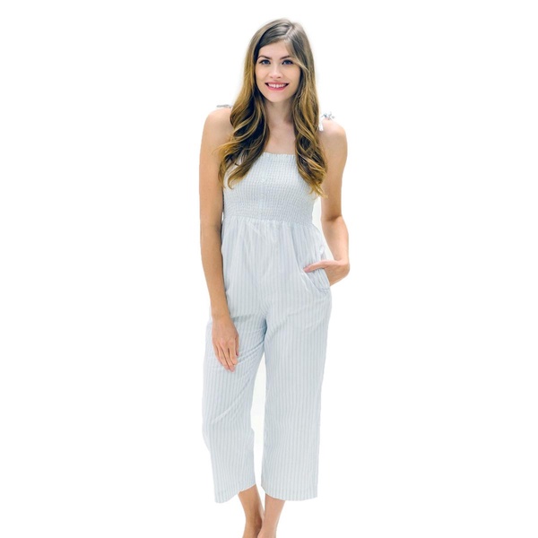 Women's Organic Cotton Smocked Button Front Jumpsuit