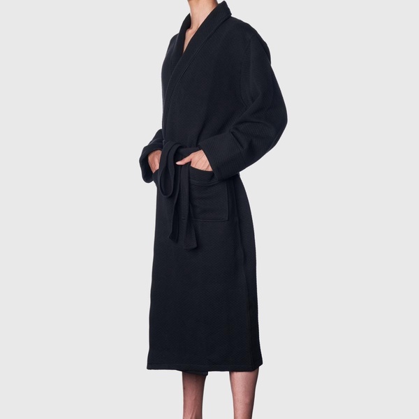Men's Cotton Blend Shawl Robe Lightweight Kimono Knit Spa Bathrobe