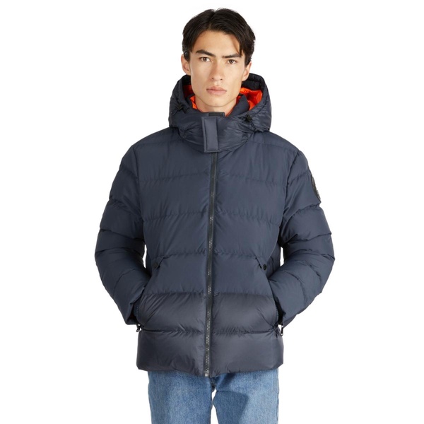 men's valby mixed media puffer with contrast inner collar and hood