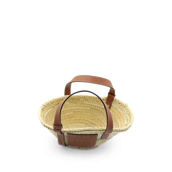 Small leather-trimmed basket tote