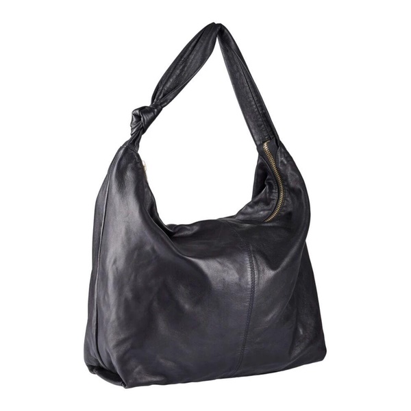Soft Bucket Behind With Zipper Leather Shoulder Bag